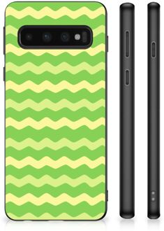 B2Ctelecom TPU Gripcase Samsung Galaxy S10 Smartphone Hoesje met Zwarte rand Waves Green