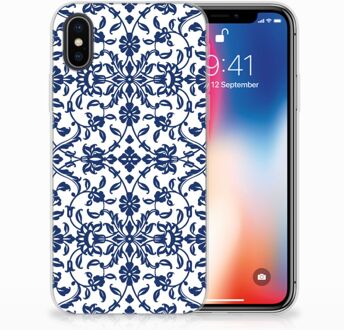 B2Ctelecom TPU Hoesje iPhone 10 | Xs Flower Blue