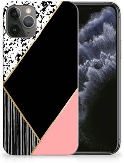 B2Ctelecom TPU Hoesje iPhone 11 Pro Zwart Roze Vormen