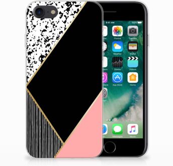 B2Ctelecom TPU Hoesje iPhone SE (2020) en iPhone 8 | 7 Black Pink Shapes