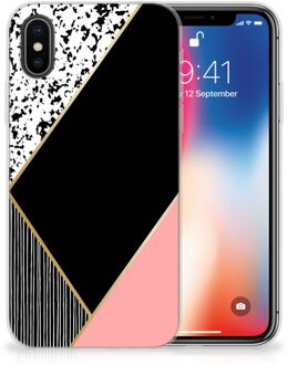 B2Ctelecom TPU Hoesje iPhone X | Xs Black Pink Shapes