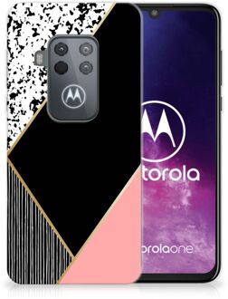 B2Ctelecom TPU Hoesje Motorola One Zoom Zwart Roze Vormen