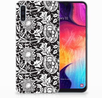 B2Ctelecom TPU Hoesje Samsung A50  Black Flowers