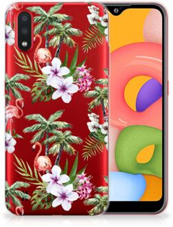 B2Ctelecom TPU Hoesje Samsung Galaxy A01 Flamingo Palms