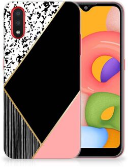 B2Ctelecom TPU Hoesje Samsung Galaxy A01 Zwart Roze Vormen