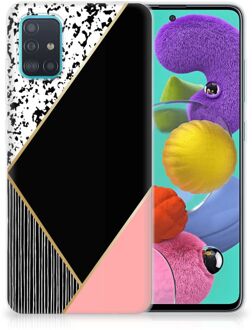 B2Ctelecom TPU Hoesje Samsung Galaxy A51 Zwart Roze Vormen