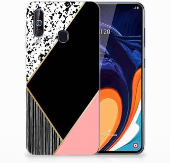 B2Ctelecom TPU Hoesje Samsung Galaxy A60 Zwart Roze Vormen