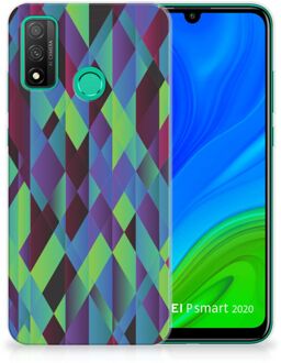 B2Ctelecom TPU Silicone Hoesje Huawei P Smart 2020 Smartphonehoesje met naam Abstract Groen Blauw