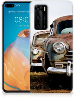 B2Ctelecom TPU Silicone Hoesje Huawei P40 Telefoonhoesje Vintage Auto