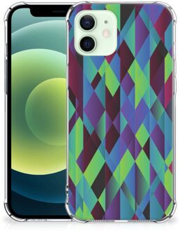 B2Ctelecom TPU Silicone Hoesje iPhone 12 Mini Telefoonhoesje  met doorzichtige rand Abstract Groen Blauw