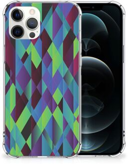 B2Ctelecom TPU Silicone Hoesje iPhone 12 Pro Max Telefoonhoesje  met doorzichtige rand Abstract Groen Blauw