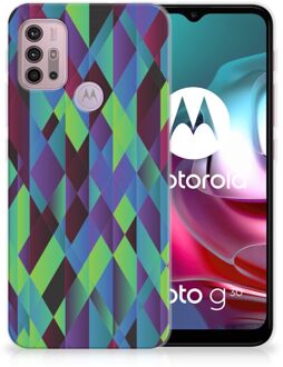 B2Ctelecom TPU Silicone Hoesje Motorola Moto G30 | G10 Smartphonehoesje met naam Abstract Groen Blauw