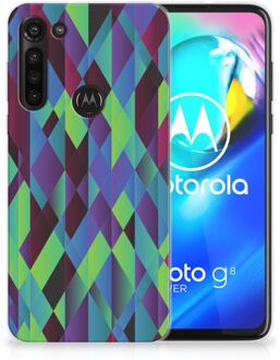 B2Ctelecom TPU Silicone Hoesje Motorola Moto G8 Power Smartphonehoesje met naam Abstract Groen Blauw