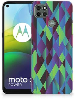 B2Ctelecom TPU Silicone Hoesje Motorola Moto G9 Power Smartphonehoesje met naam Abstract Groen Blauw