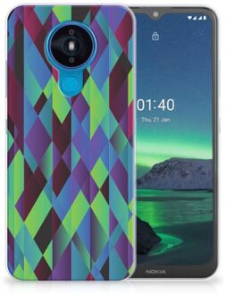 B2Ctelecom TPU Silicone Hoesje Nokia 1.4 Smartphonehoesje met naam Abstract Groen Blauw