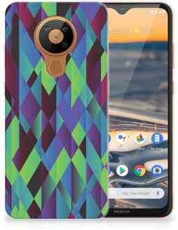 B2Ctelecom TPU Silicone Hoesje Nokia 5.3 Smartphonehoesje met naam Abstract Groen Blauw