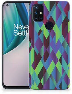 B2Ctelecom TPU Silicone Hoesje OnePlus Nord N10 5G Smartphonehoesje met naam Abstract Groen Blauw