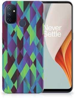 B2Ctelecom TPU Silicone Hoesje OnePlus Nord N100 Smartphonehoesje met naam Abstract Groen Blauw