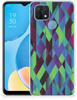 B2Ctelecom TPU Silicone Hoesje OPPO A15 Smartphonehoesje met naam Abstract Groen Blauw