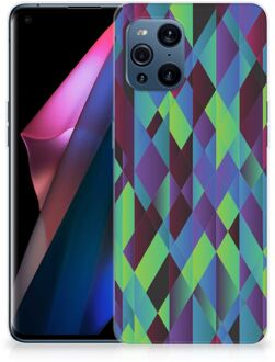 B2Ctelecom TPU Silicone Hoesje OPPO Find X3 | X3 Pro Smartphonehoesje met naam Abstract Groen Blauw