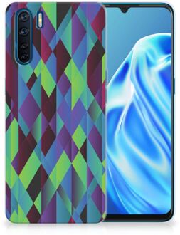 B2Ctelecom TPU Silicone Hoesje OPPP A91 Smartphonehoesje met naam Abstract Groen Blauw