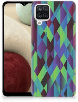 B2Ctelecom TPU Silicone Hoesje Samsung Galaxy A12 Smartphonehoesje met naam Abstract Groen Blauw