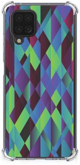 B2Ctelecom TPU Silicone Hoesje Samsung Galaxy A12 Telefoonhoesje  met doorzichtige rand Abstract Groen Blauw