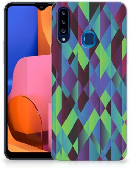 B2Ctelecom TPU Silicone Hoesje Samsung Galaxy A20s Smartphonehoesje met naam Abstract Groen Blauw