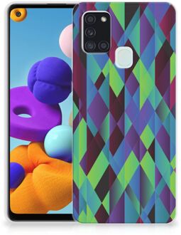 B2Ctelecom TPU Silicone Hoesje Samsung Galaxy A21s Smartphonehoesje met naam Abstract Groen Blauw