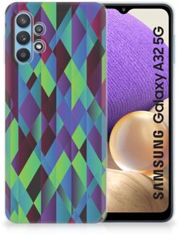 B2Ctelecom TPU Silicone Hoesje Samsung Galaxy A32 5G Smartphonehoesje met naam Abstract Groen Blauw