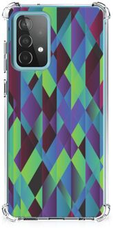 B2Ctelecom TPU Silicone Hoesje Samsung Galaxy A52 4G/5G Telefoonhoesje  met doorzichtige rand Abstract Groen Blauw