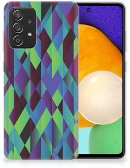 B2Ctelecom TPU Silicone Hoesje Samsung Galaxy A52 (5G/4G) Smartphonehoesje met naam Abstract Groen Blauw