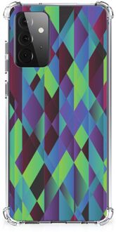 B2Ctelecom TPU Silicone Hoesje Samsung Galaxy A72 4G/5G Telefoonhoesje  met doorzichtige rand Abstract Groen Blauw