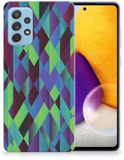 B2Ctelecom TPU Silicone Hoesje Samsung Galaxy A72 Smartphonehoesje met naam Abstract Groen Blauw