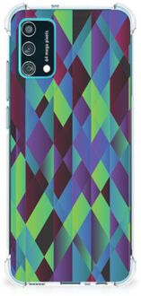 B2Ctelecom TPU Silicone Hoesje Samsung Galaxy M02s | A02s Telefoonhoesje  met doorzichtige rand Abstract Groen Blauw