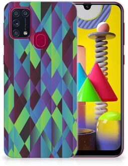 B2Ctelecom TPU Silicone Hoesje Samsung Galaxy M31 Smartphonehoesje met naam Abstract Groen Blauw