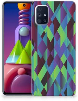 B2Ctelecom TPU Silicone Hoesje Samsung Galaxy M51 Smartphonehoesje met naam Abstract Groen Blauw