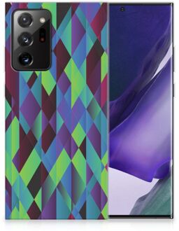 B2Ctelecom TPU Silicone Hoesje Samsung Galaxy Note20 Ultra Smartphonehoesje met naam Abstract Groen Blauw