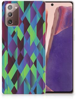 B2Ctelecom TPU Silicone Hoesje Samsung Note 20 Smartphonehoesje met naam Abstract Groen Blauw