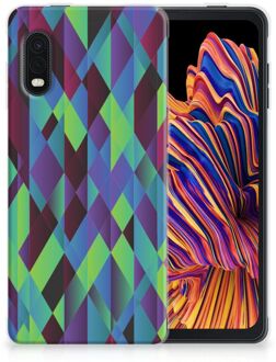 B2Ctelecom TPU Silicone Hoesje Samsung Xcover Pro Smartphonehoesje met naam Abstract Groen Blauw