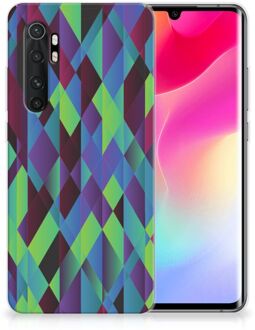 B2Ctelecom TPU Silicone Hoesje Xiaomi Mi Note 10 Lite Smartphonehoesje met naam Abstract Groen Blauw