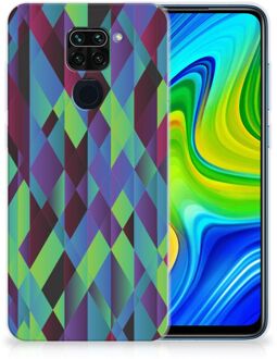 B2Ctelecom TPU Silicone Hoesje Xiaomi Redmi Note9 Smartphonehoesje met naam Abstract Groen Blauw