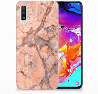 B2Ctelecom TPU Siliconen Back Case Samsung A70 Design Marmer Oranje