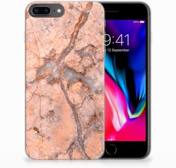 B2Ctelecom TPU Siliconen Backcase Hoesje iPhone 8 Plus | 7 Plus Design Marmer Oranje