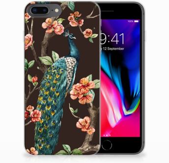 B2Ctelecom TPU Siliconen Backcase Hoesje iPhone 8+ | 7+ Design Pauw met Bloemen