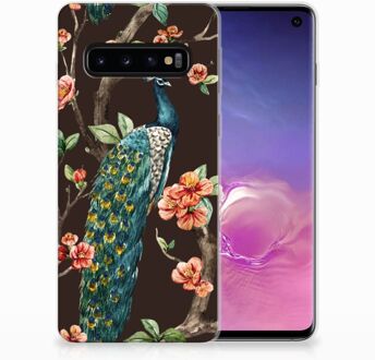 B2Ctelecom TPU Siliconen Backcase Hoesje Samsung Galaxy S10 Design Pauw met Bloemen