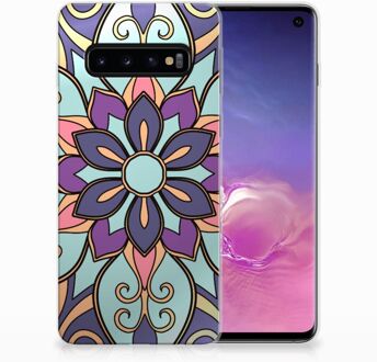 B2Ctelecom TPU Siliconen Backcase Hoesje Samsung Galaxy S10 Design Purple Flower