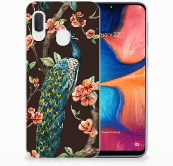 B2Ctelecom TPU Siliconen Backcase Samsung A20e Design Pauw met Bloemen