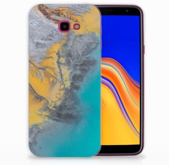 B2Ctelecom TPU Siliconen backcase Samsung Galaxy J4 Plus (2018) Design Marble Blue Gold