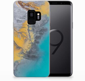 B2Ctelecom TPU Siliconen Backcase Samsung Galaxy S9 Marble Blue Gold